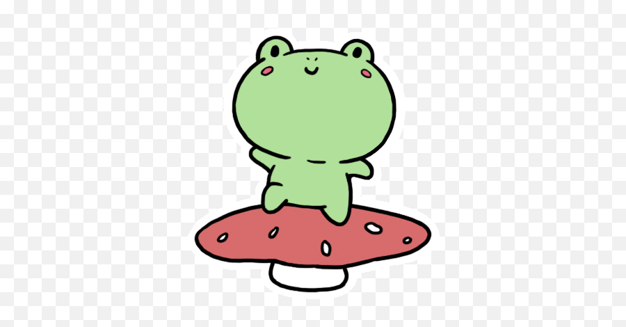 Via Giphy Frog Art Frog Drawing Cute Frogs - Cute Frog On Mushroom Aesthetic Emoji,Frog Emoji Hat