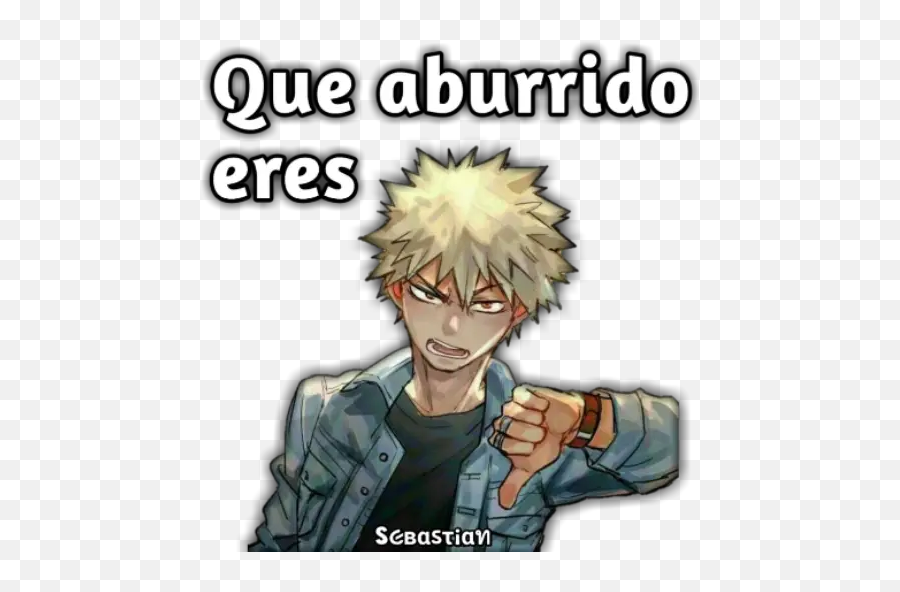 6 Stickers For Whatsapp - Katsuki Bakugou Emoji,Emoji Aburrido