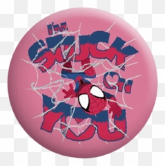 Spider Man Stuck On You Badge - Refrigerator Magnet Emoji,Spiderman Emoticon Logo
