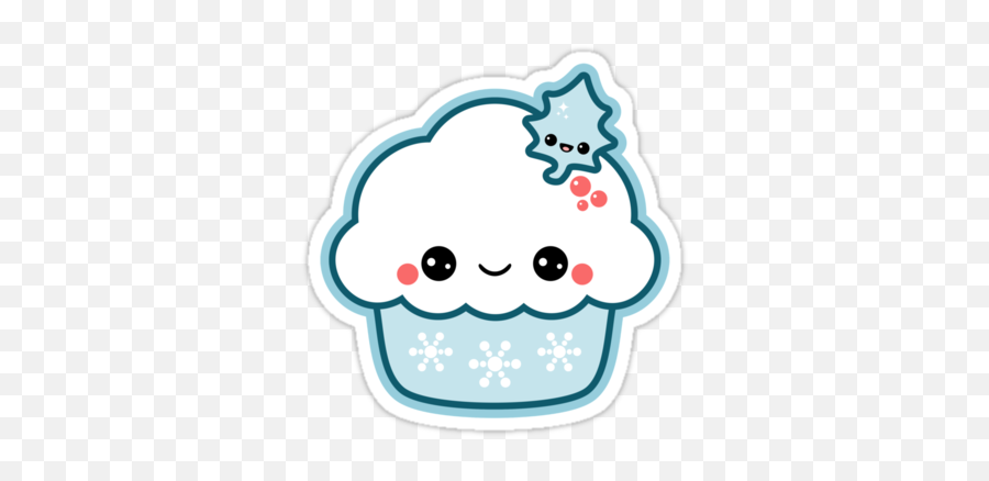 Snowflake Cupcake Letu0027s Get Merryu0027 Sticker By Sugarhai - Kawaii Cute Stickers Emoji,Easy Emoji Cupcakes