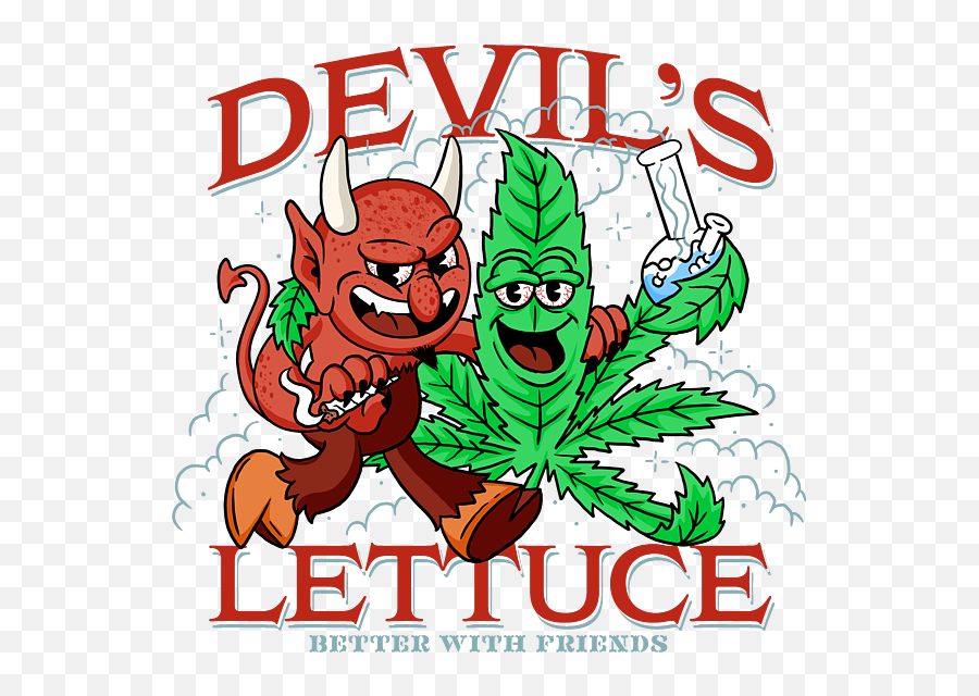 Devilu0027s Lettuce Better With Friends T - Shirt For Sale By Glen Emoji,Emoticon Art Weed