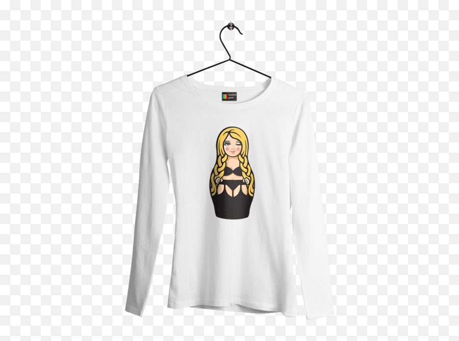 Womenu0027s T - Shirt With Print Matryoshka 18 Customprintmarket Emoji,Long Sleeve Shirt Emoji