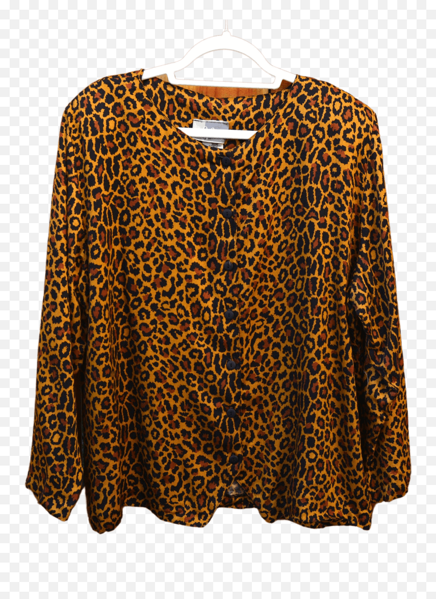 90u2019s Leopard Print Long Sleeve Blouse By Jp Collection Emoji,Leopard Print Emoji