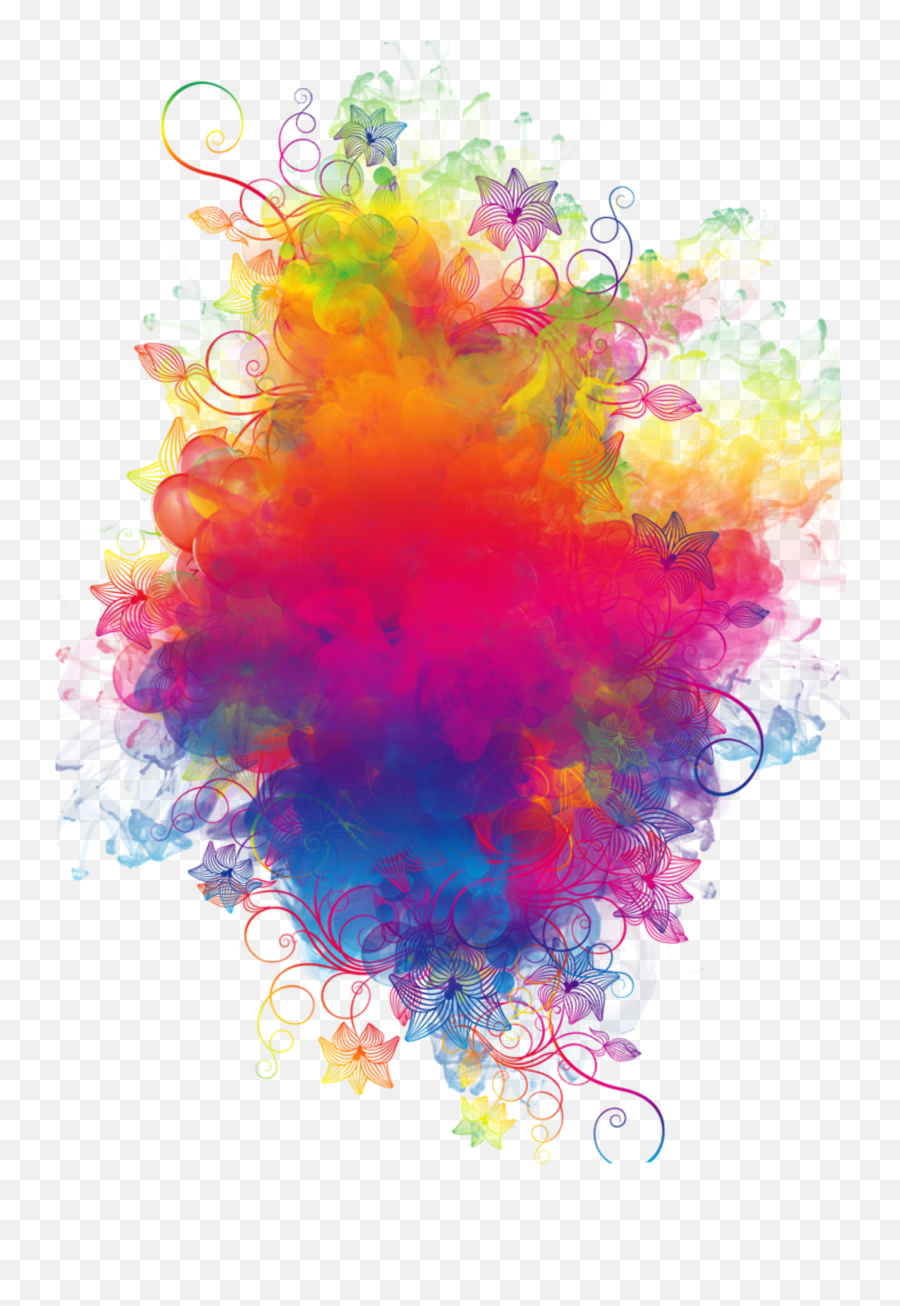 Boom Smoke Colorful Watercolor Rainbow Flowers Colorspl - Transparent Rainbow Smoke Background Emoji,Smoke Cloud Emoji