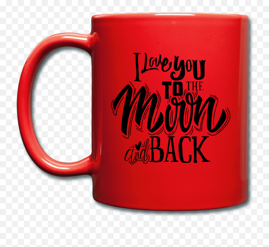 I Love You To The Moon And Back Full Color Red Coffee Mug - 11oz Emoji,Upside Down Fu Emoji