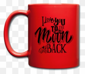 I Love You To The Moon And Back Full Color Red Coffee Mug - 11oz Emoji,Upside Down Fu Emoji