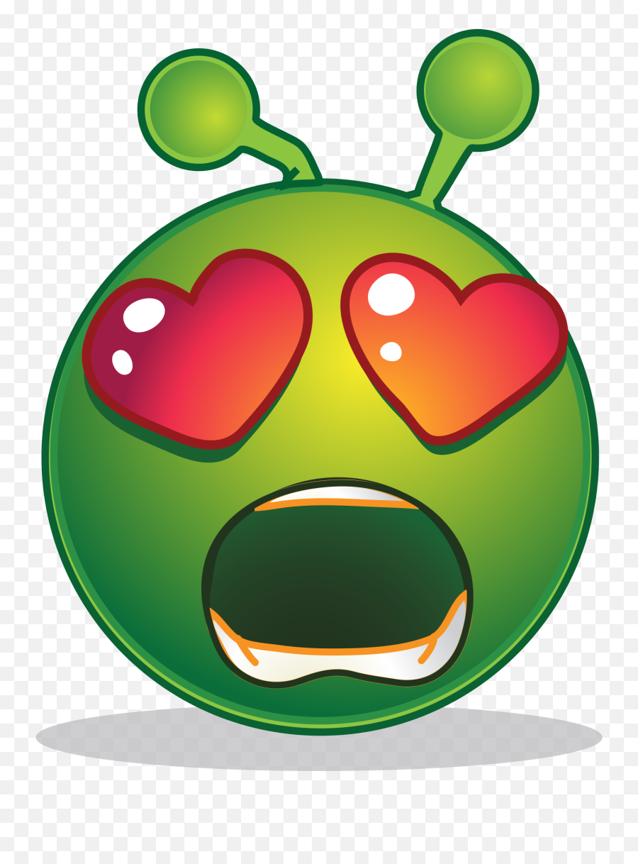 Smiley Green Alien Surprised Love - Alien Smiley Emoji,B1 Emoticon