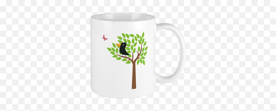 Raven4 11 Oz Ceramic Mug Crow In A Tree - Magic Mug Emoji,Teehee Emoji