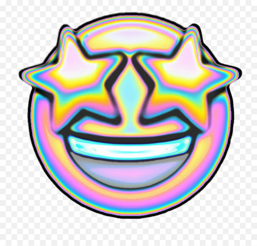 Holographic Star Emoji Rainbow Sticker,Wide-eyed Emoji