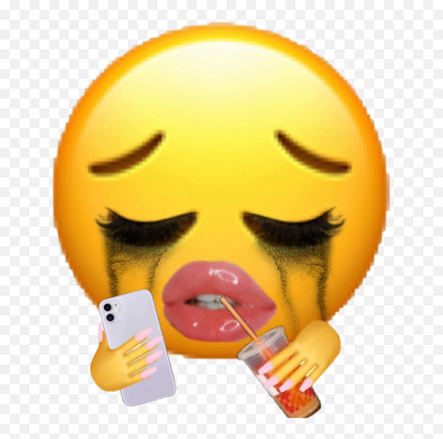 Crying Sticker - Nails Emoji Meme,Sad Crying Emoji Meme