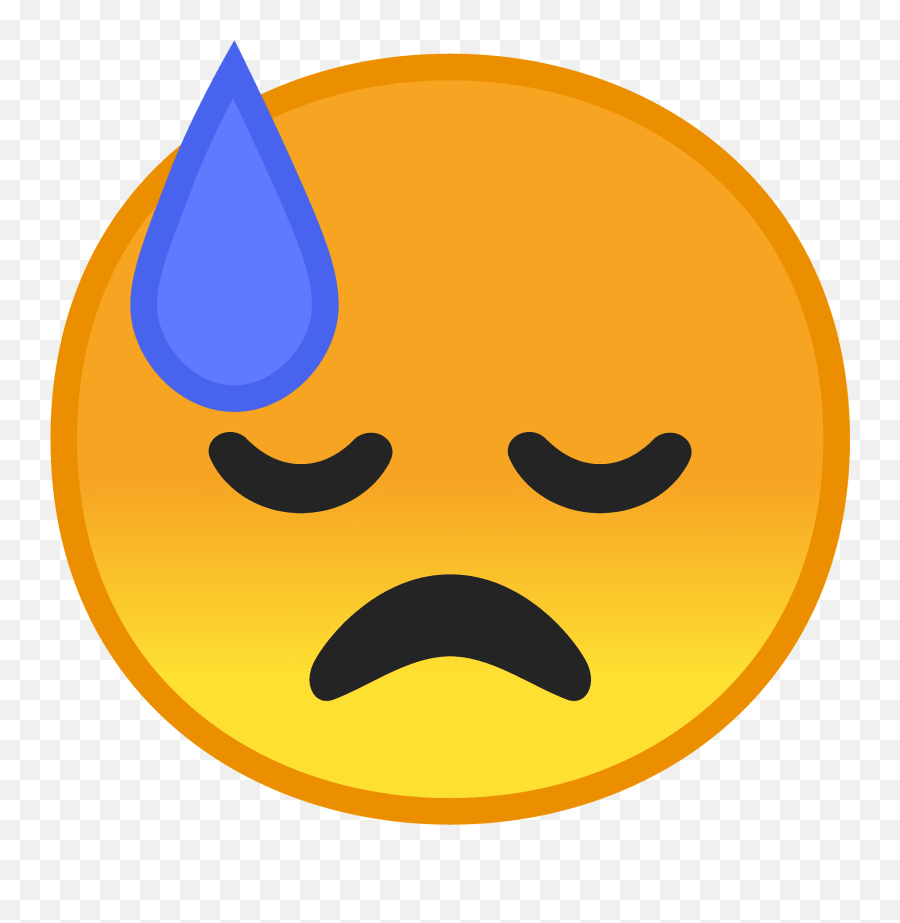 Downcast Face With Sweat Emoji Meaning - Face With Cold Sweat Emoji,Picture Of Randon Emojis Bunched Up