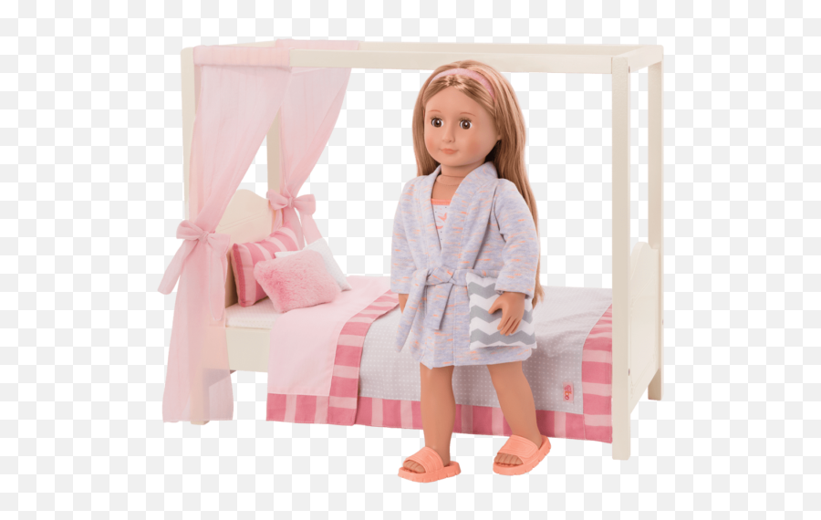 White Pink My Sweet Canopy Bed Dollhouse Furniture Our - My Sweet Canopy Bed Our Generation Emoji,Pink Emojis Bed Spreads