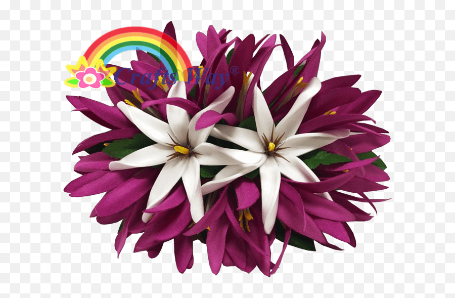 Silk Spider Lily U0026 Foam Tiare V Hair Clip Craftsway Llc Emoji,Petal Emoji