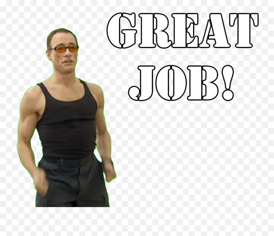 Top Mens Welding Work Shirts Stickers - Van Damme Good Job Emoji,Job Emoticon Gif