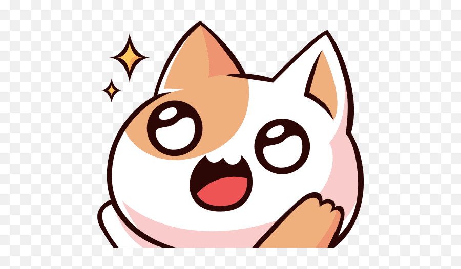 Kawaii Chibi Excited White And Orange Emoji,Chibi Emoji Cats