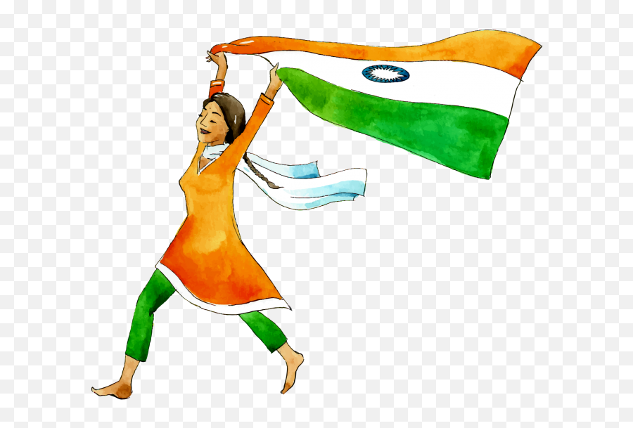 Girl With Indian Flag Png Transparent Cartoon - Jingfm Indian Flag Animation Pngs Emoji,Girl Raising Hand Emoji