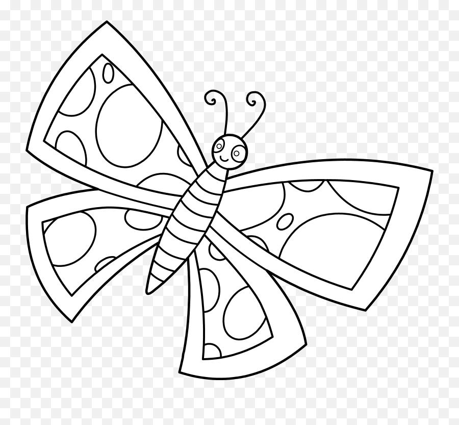 Design By Hallow Graphics Butterfly Coloring Page - Cute Butterfly Cartoon Black And White Emoji,Adult Emoji Slippers