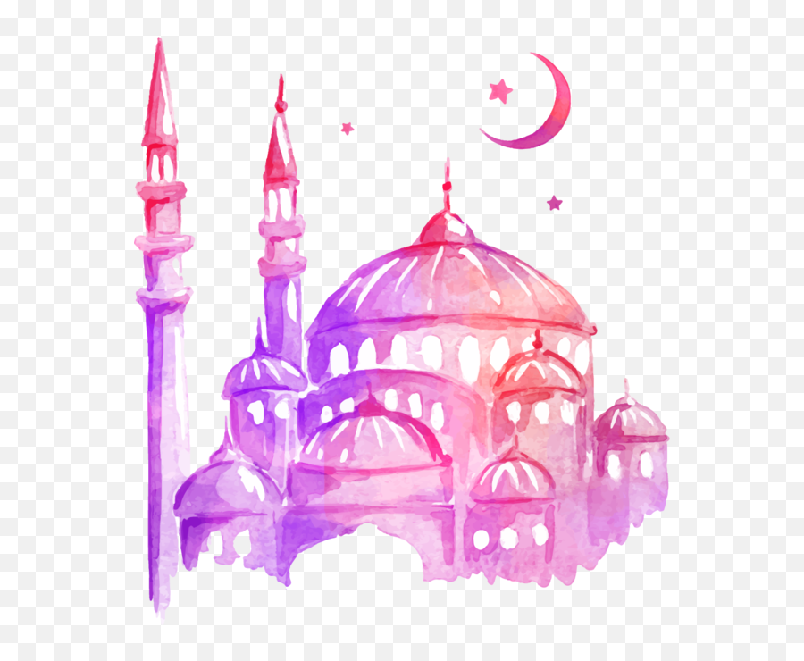 Ramadan Drawing Mosque Pink Purple For Ramadan - 1001x1100 Mosque Watercolor Png Emoji,Fb Emoticons Masjid