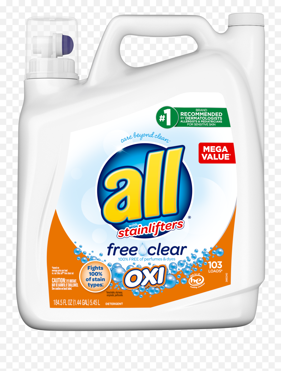All Liquid Laundry Detergent With Oxi Stain Removers And Whiteners Free Clear 1845 Ounce 103 Loads Emoji,Emotion Gel Cling Valentines