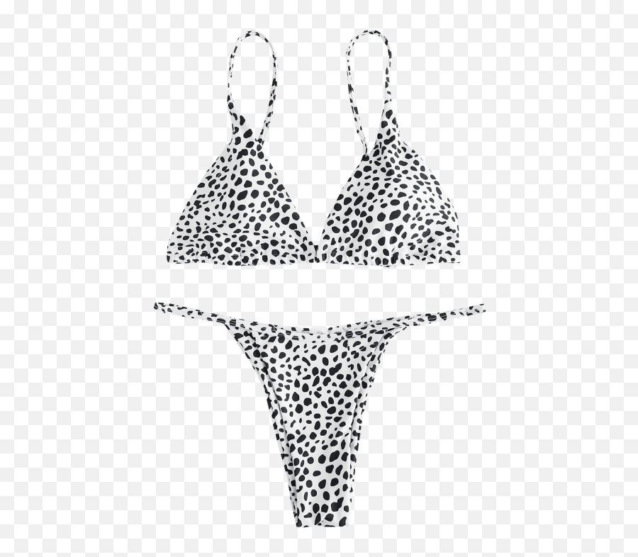 Zaful Printed Tie String Bikini Set - Bikini Transparent Black And White Dotted Bikini Emoji,Girls Emoji Bathing Suit