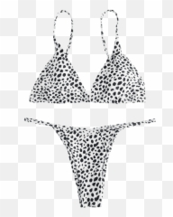 Zaful Printed Tie String Bikini Set - Bikini Transparent Black And White Dotted Bikini Emoji,Girls Emoji Bathing Suit