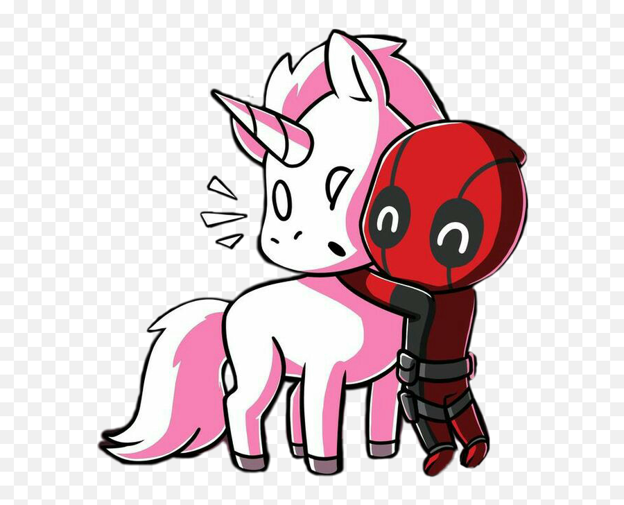 Freetoedit Cute Kawaii Unicorn Deadpool Love Hug Affect - Deadpool Hugging Unicorn Emoji,Unicorns Emojis Cute
