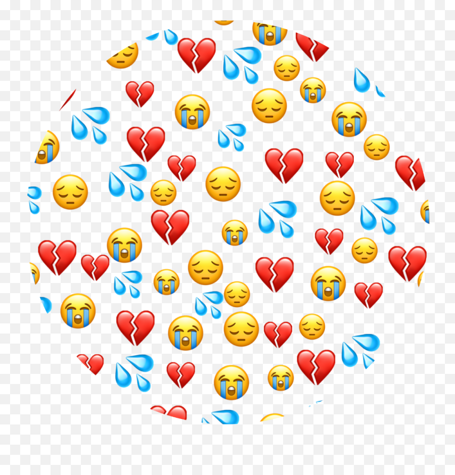 Heartbreak Sad Emoji Circle Sticker By Tabitha - Sad Emoji Background Pattern,Sad Emoticon Coloring Pages