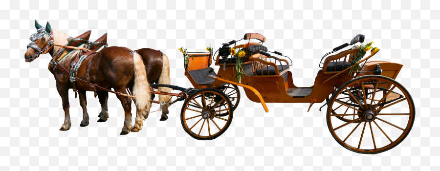 Horses With Wooden Carriage On White Background Free Image - Travel By Horse Png Emoji,Horses Emotions