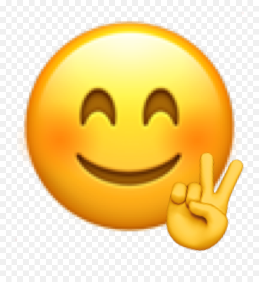 Emoji Peace Sticker - Happy,Blush Smile Emoji