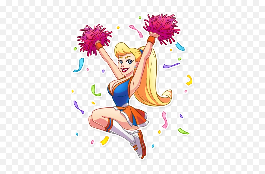 Cheerleader Girl - Telegram Sticker Emoji,Cheering Girl Emoticon