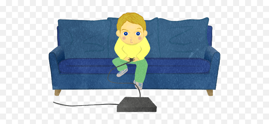 Boy Sitting On A Sofa Addicted To Gaming - Cute2u A Free Emoji,Light Girl Shrug Emoji Blonde