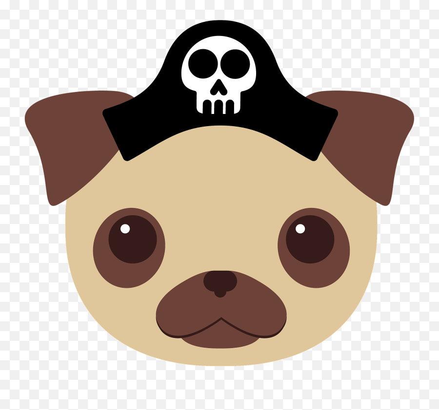 Pug Pirate Clipart Free Download Transparent Png Creazilla - Dog Pirate Png Emoji,Pirate Hat Emoji