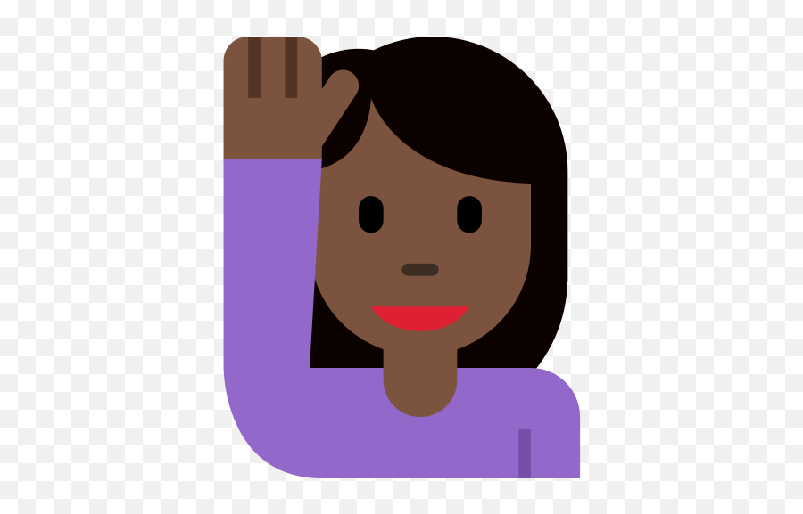 Person Raising Hand Emoji With Dark Skin Tone Meaning - Happy,Lipstick Emoji