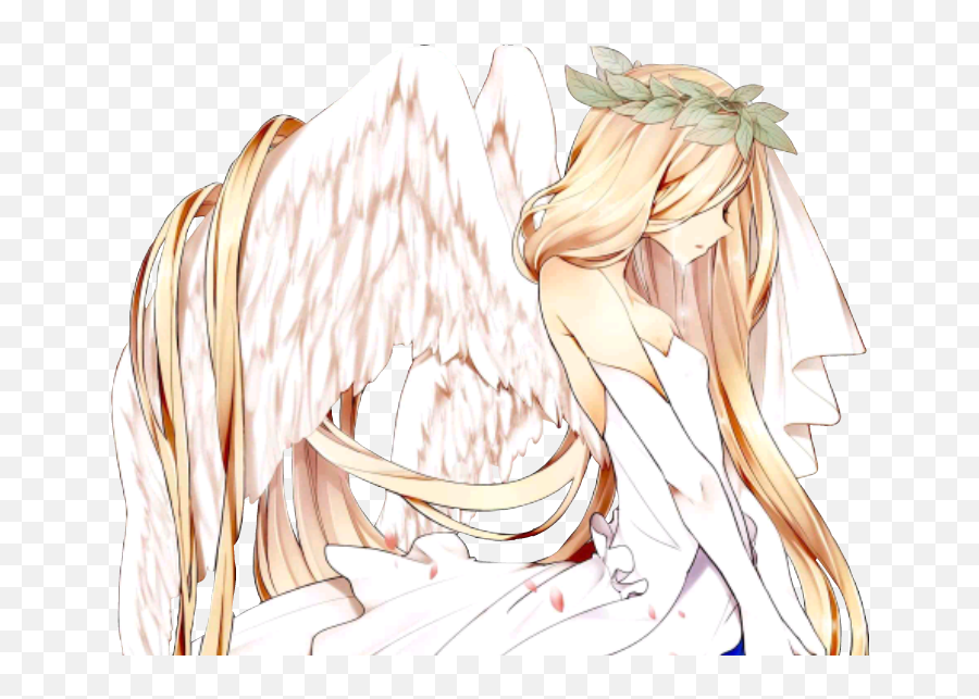 Anime Girl Gardian Angel Wings Sticker - Anime Girl Angel White Emoji,Girl.angel Emoji Drawing