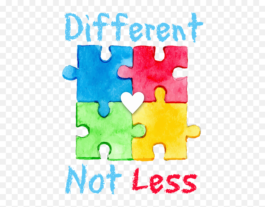 Different Not Less Autism Awareness T - Shirt Greeting Card Emoji,Heart Emoticon Tumbr