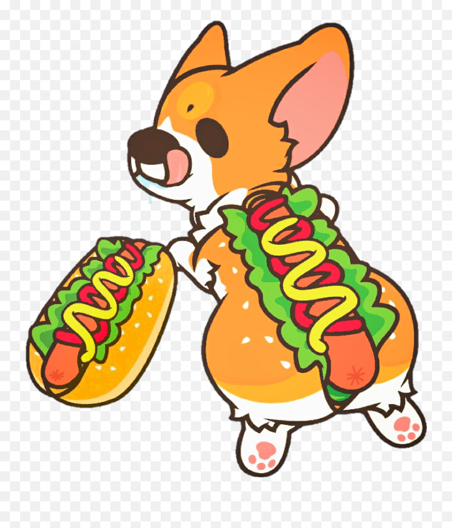 Schotdog Hotdog Corgi Dog Cute Colorful Cosplay Food - Dog Cute Hot Dog Art Emoji,Hotdog Emoji