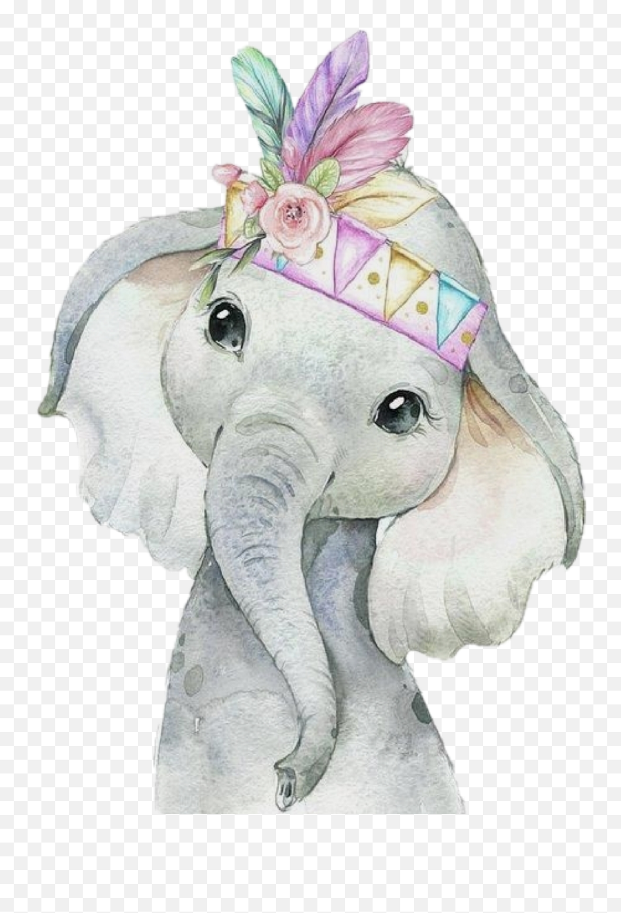 Discover Trending Elephant Stickers Picsart - Rainbow Feather Tribal Watercolor Elephant Emoji,Elephant Emoji