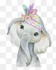 Discover Trending Elephant Stickers Picsart - Rainbow Feather Tribal Watercolor Elephant Emoji,Elephant Emoji