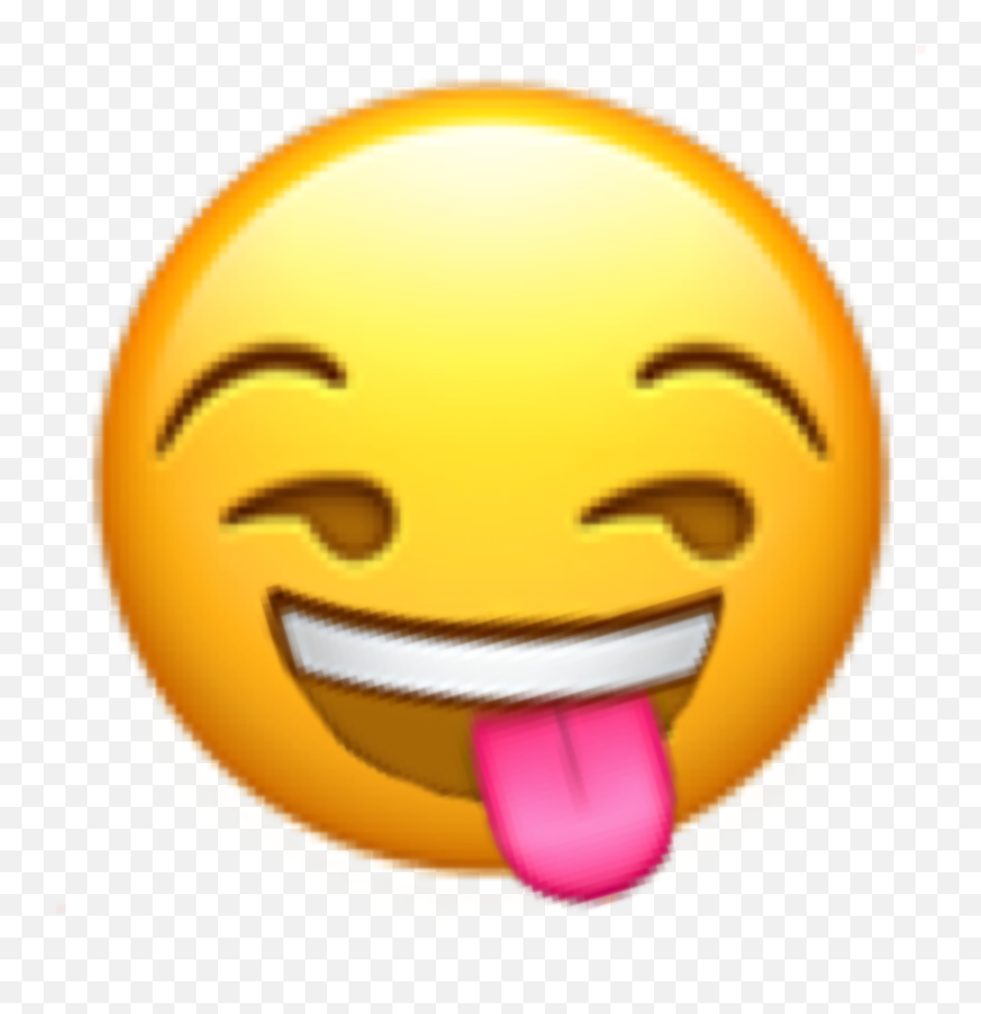 Emoji Lick Smirk Yellow Pixle22 Hot Sticker By Evie22 - Happy,Smirking Emoji