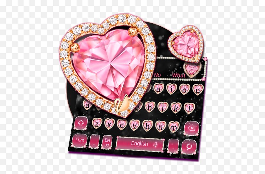 Pink Heart Diamond Keyboard Theme - Girly Emoji,Emojis Hechos En Mauina De Escribir