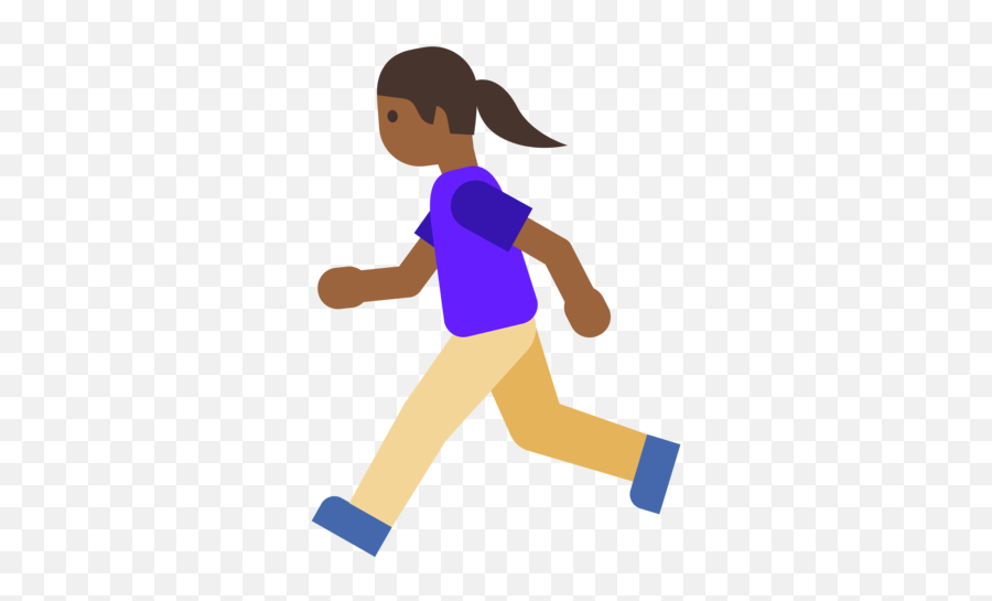 U200d Woman Running Medium - Dark Skin Tone Emoji Clip Art,Dark Skin Girl Emoji