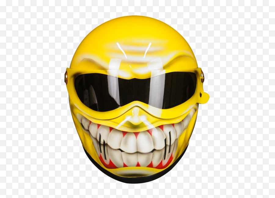 Custom Airbrushed Helmet In Yellow Grinster Style - Smiley Halmet Emoji,Emoticon With Teeth Showing