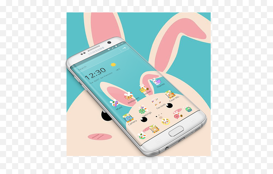 Blue Cute Cartoon Bunny Theme 112 Android Apk - Com Girly Emoji,Googe Emoji