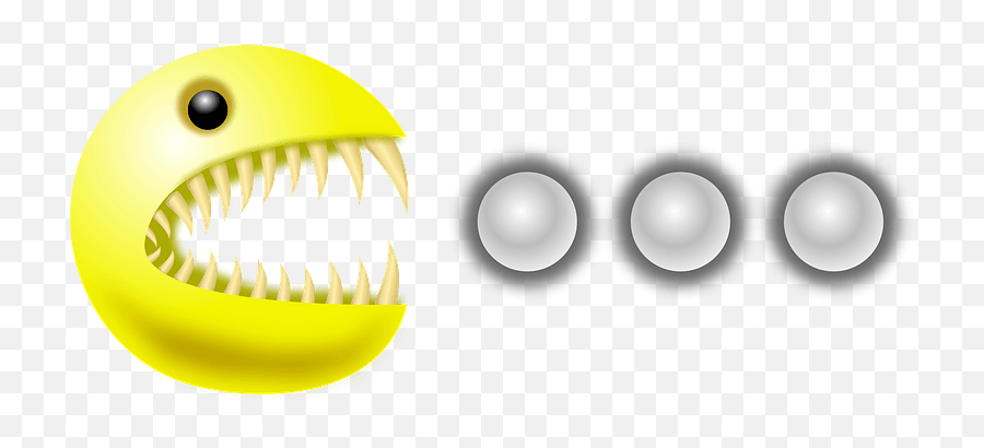 Pac Man - Fangs Eating Large Pearls Clipart Free Download Emoji,Fangs Emoticon Png