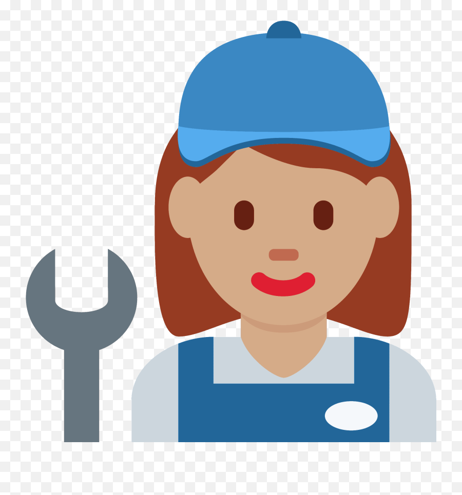 Woman Mechanic Emoji With Medium Skin - Human Skin Color,Plumber Emoji