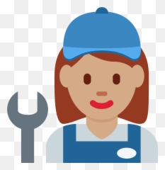 Woman Mechanic Emoji With Medium Skin - Human Skin Color,Plumber Emoji
