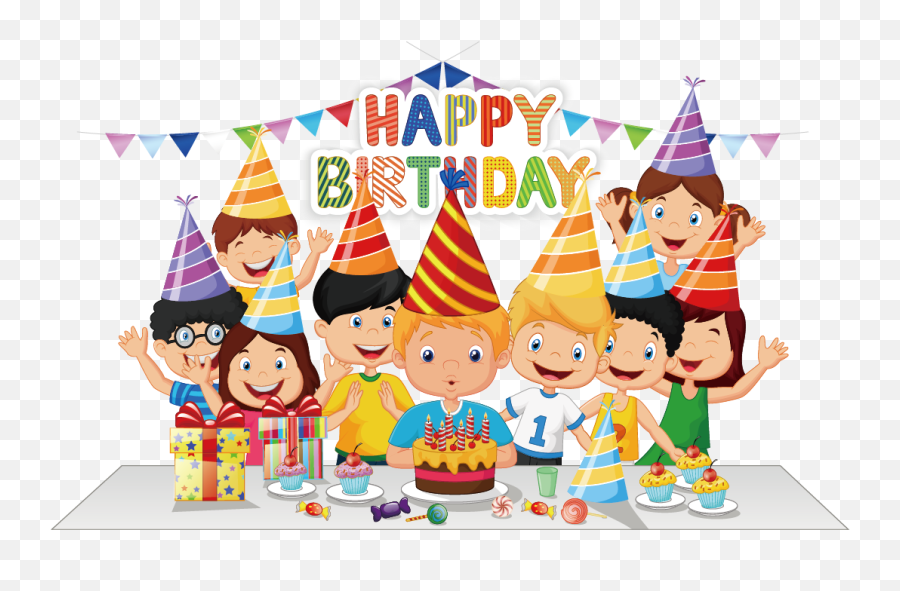 Happy Birthday Hat Png - Birthday Cake Party Cartoon Emoji,Emoji Birthday Party