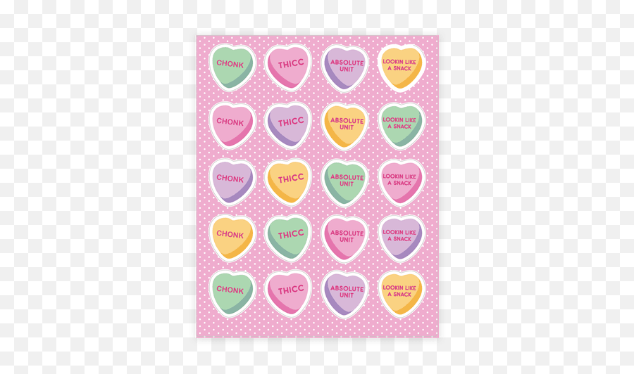 Candy Heart Stickers Sticker And Decal Sheets Lookhuman - Positive Body Image Hearts Emoji,Emoji Sticker Sheet