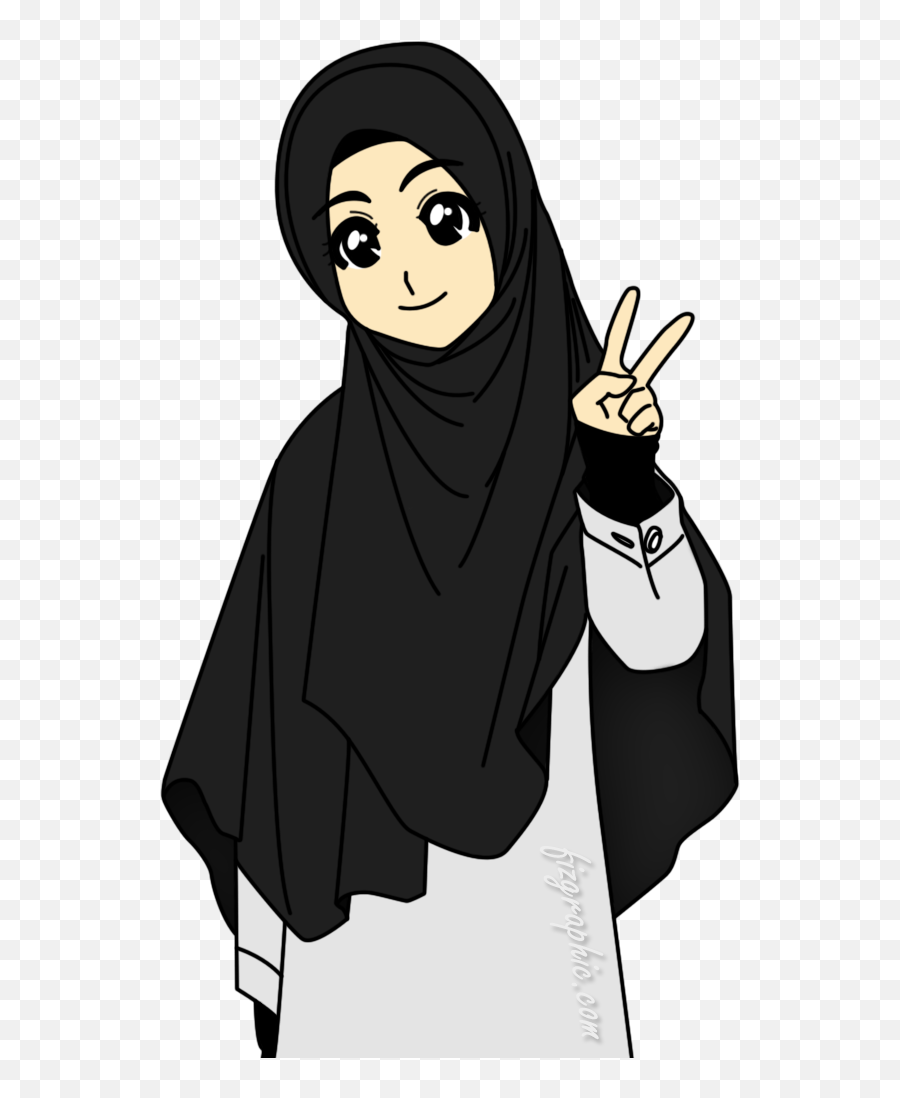 Cartoon Gambar Kartun Pakai Purdah - Gambar Kartun Transparent Hijab Cartoon Png Emoji,Happy Emoticon Ganbatte