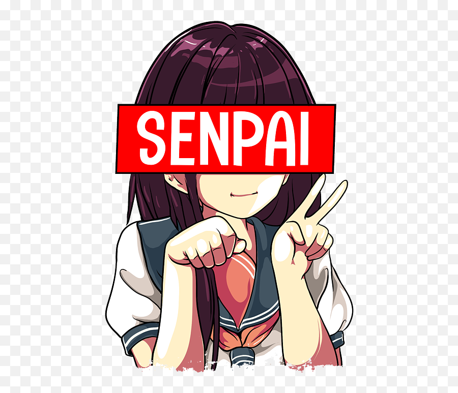 Senpai Anime Girl Japanese Cute Manga - Cute Anime Girl Emoji,Picture Of Anime Girl With Mixed Emotions